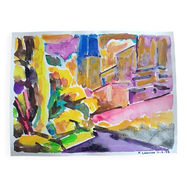 Pierre Lacroux (1909- 1993) Gouache sur papier 24 x 32 cm - de 1989 - (292)