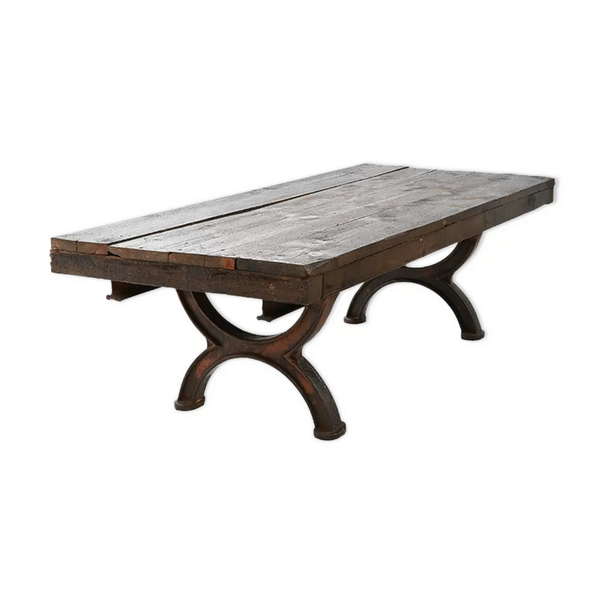 Table basse en fonte et bois