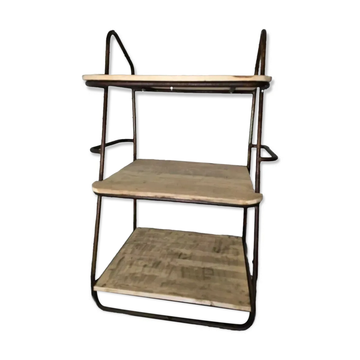 étagère chariot industriel en fer et bois