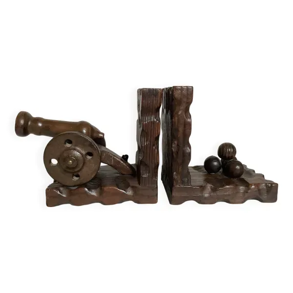 Paire de serre livres en bois