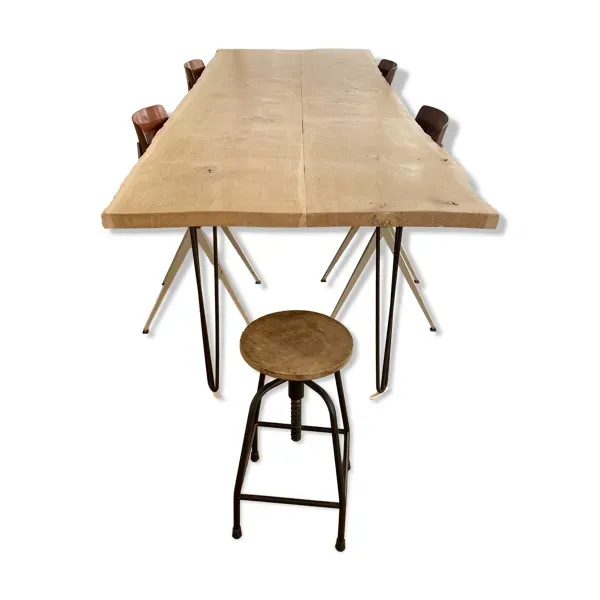 Table XXL en frêne massif – 3 mètres – pieds métal Ripaton