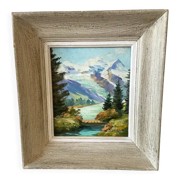 Peinture à l'Huile sur Panneau Vintage Signée CLAUDE SARGUE Paysage 2