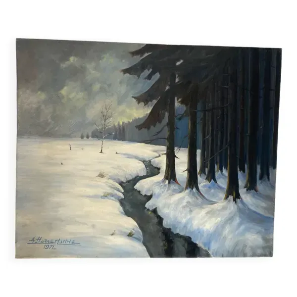 Paysage d’hiver signé de 1971