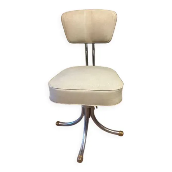 Chaise de bureau vintage en métal et cuir