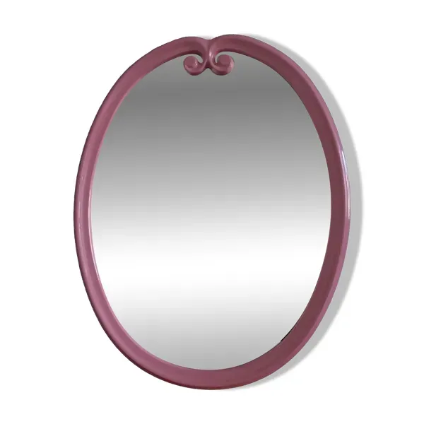 Miroir ovale fonte émaillée rose