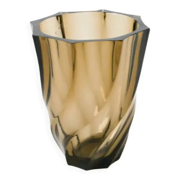 Vase facetté en verre fumé, 1970