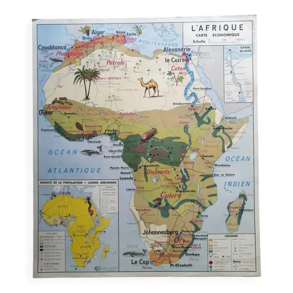 Carte scolaire vintage mdi: Afrique-Europe économique.