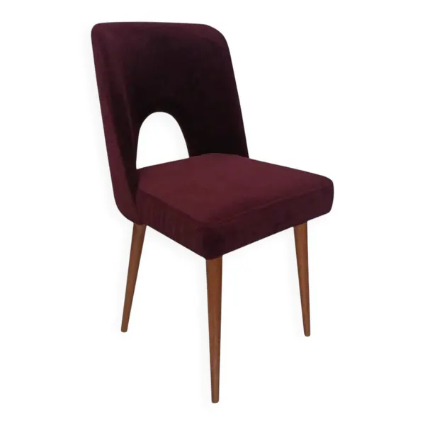 Chaise coquille du milieu du siècle, velours en laine violette Alexander, Dedar, Europe, années 1960