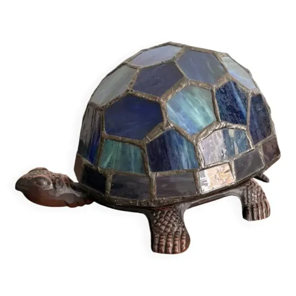 Lampe Poser Tortue Verre Emaux Vitraux Style Tiffany Art Nouveau