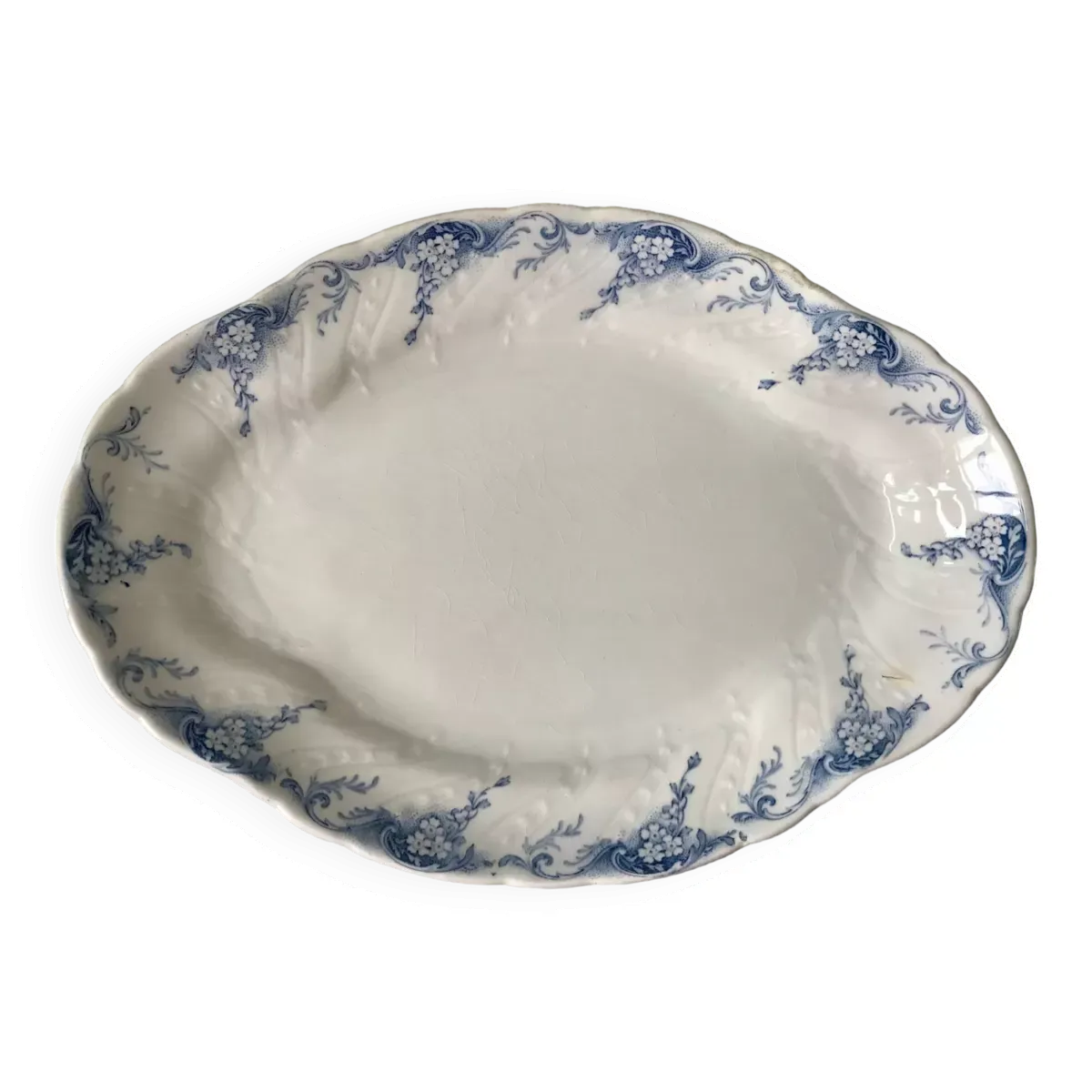 Plat oval en terre de fer k&g lunéville modèle ''angèle'' fin XlXème