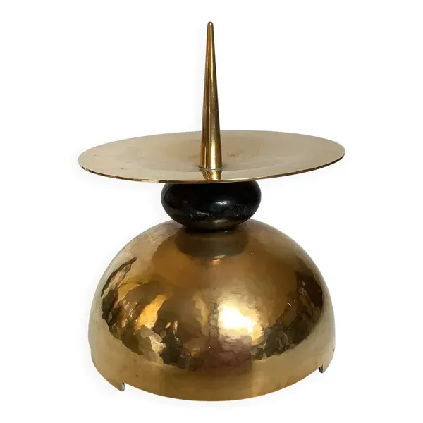 Grand bougeoir laiton martelé orfèvre Holemans Bruxelles