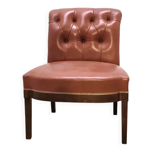 Chauffeuse en cuir capitonné vintage