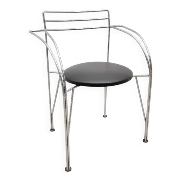 Chaise ''Lune d'argent'' de Pascal Mourgue pour Fermob en chrome et skai, France 1980
