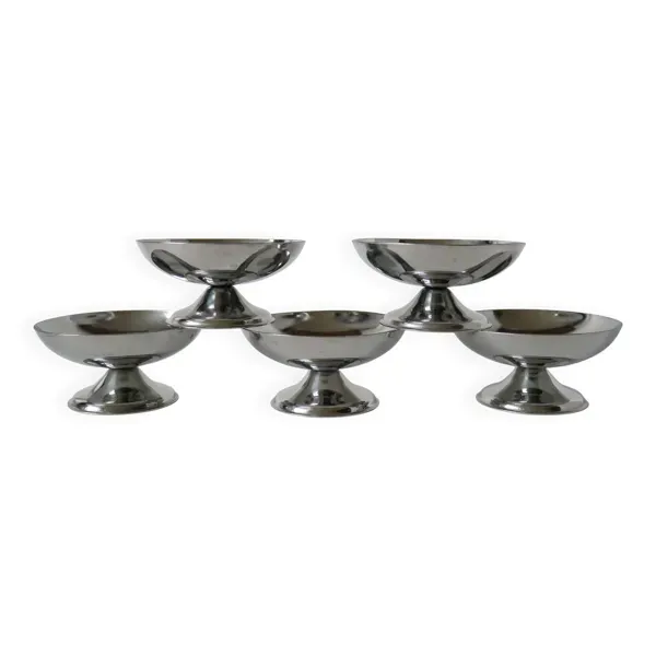 Lot de 5 coupes à glace en inox, 1970