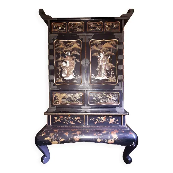 Cabinet Japonais En Laque Et Shibayama, Japon époque Meiji