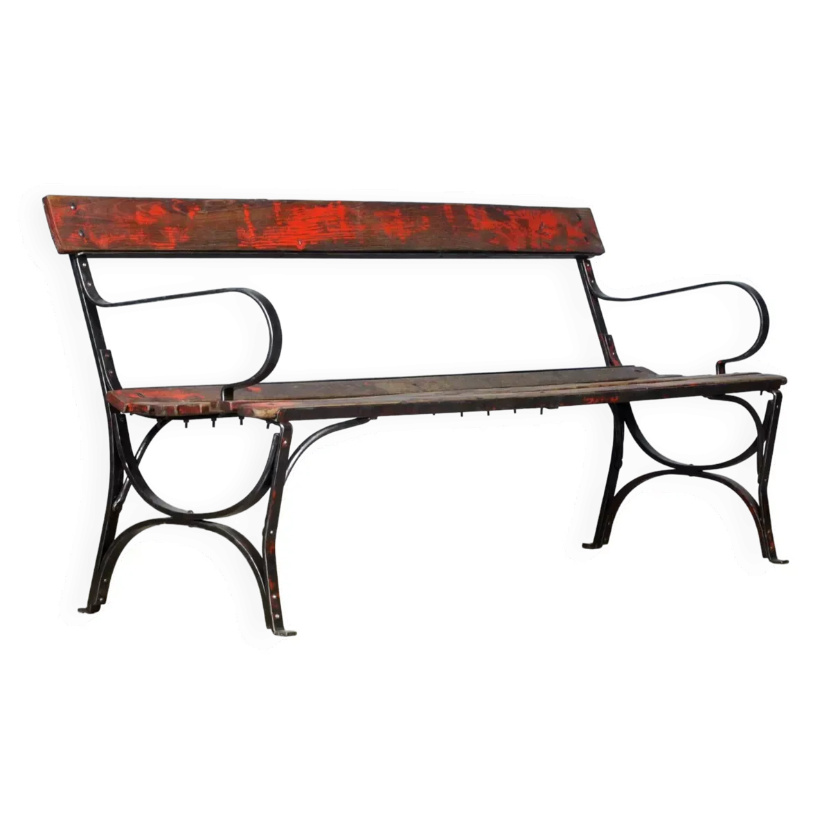Banc de parc en fer riveté années 1920
