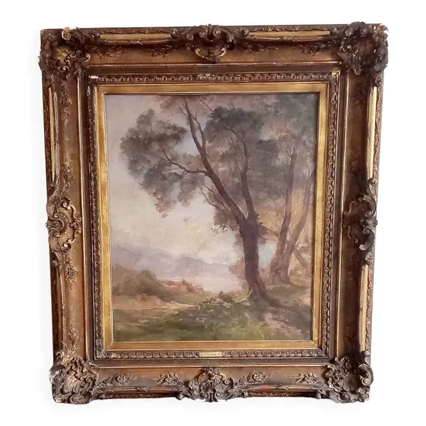 Tableau ancien fin XIXème - R Verdun (1873-1954) - Environs de Menton