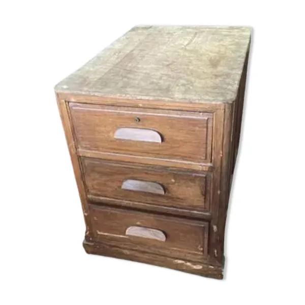Ancien meuble de métier, rangement, 3 tiroirs