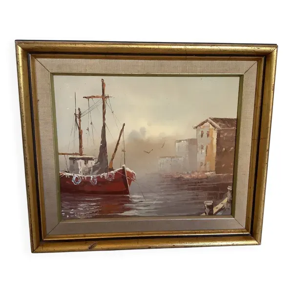 Tableau marine huile sur toile signée