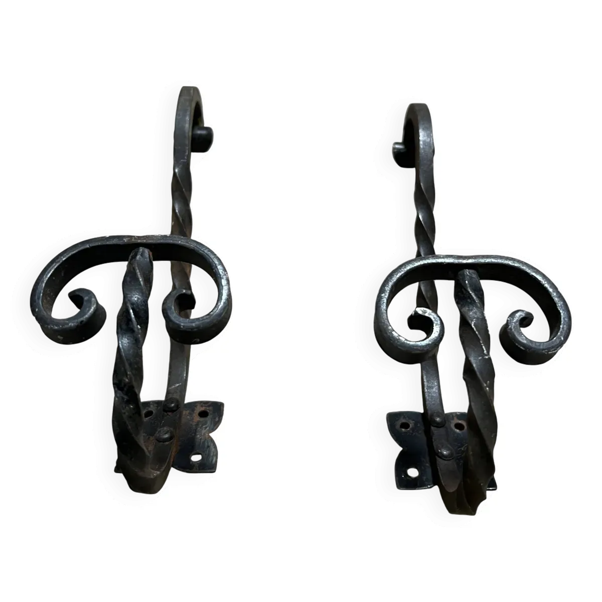 Paire de Supports Muraux en Fer Forgé Style Médiéval