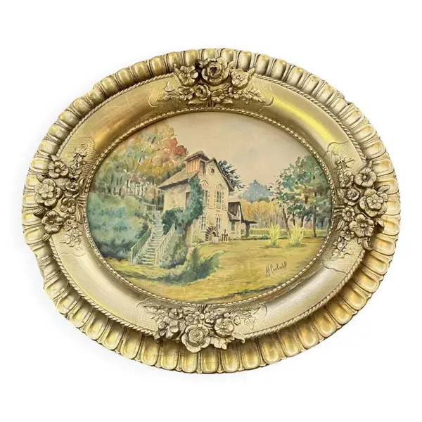 Combastel (magdeleine), aquarelle maison au moulin fin xixème