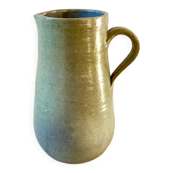 pichet en grès bleu poterie artisanale années 70