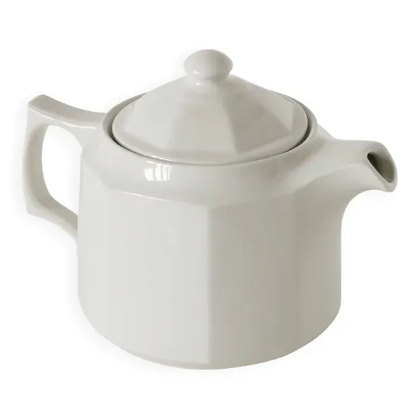 Théière en céramique facettée blanche, 1950