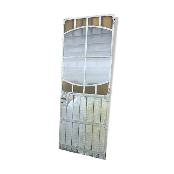 Porte ancienne d’atelier Art Nouveau – Acier & Bois – 1900
