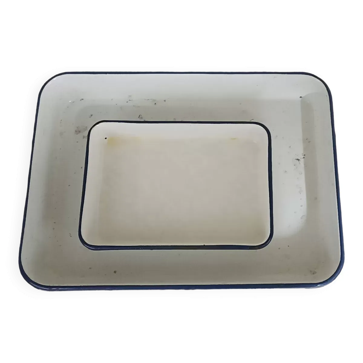 Lot de deux plateaux émaillés de laboratoire/dentiste/médecin