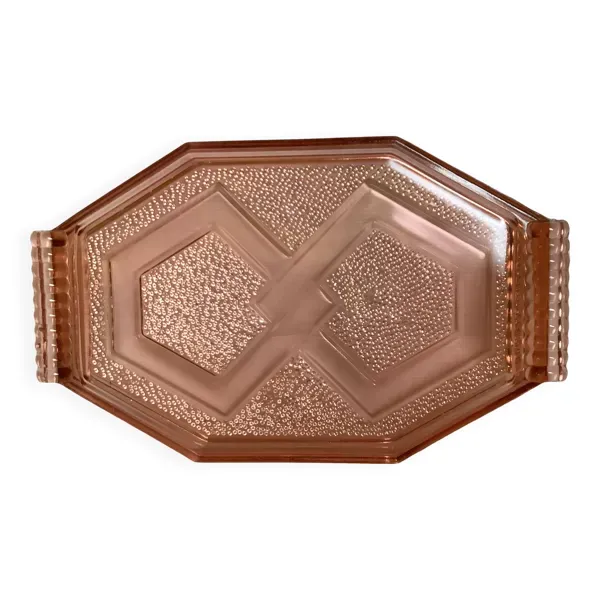 Plat plateau en verre rose style Rosaline B