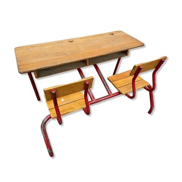 Pupitre bureau d'écolier banc vintage