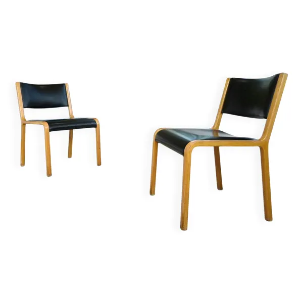 Ensemble de 2 chaises d'appoint en bois cintré par Wilhelm Ritz pour Wilkhahn, Allemagne, années 1960.