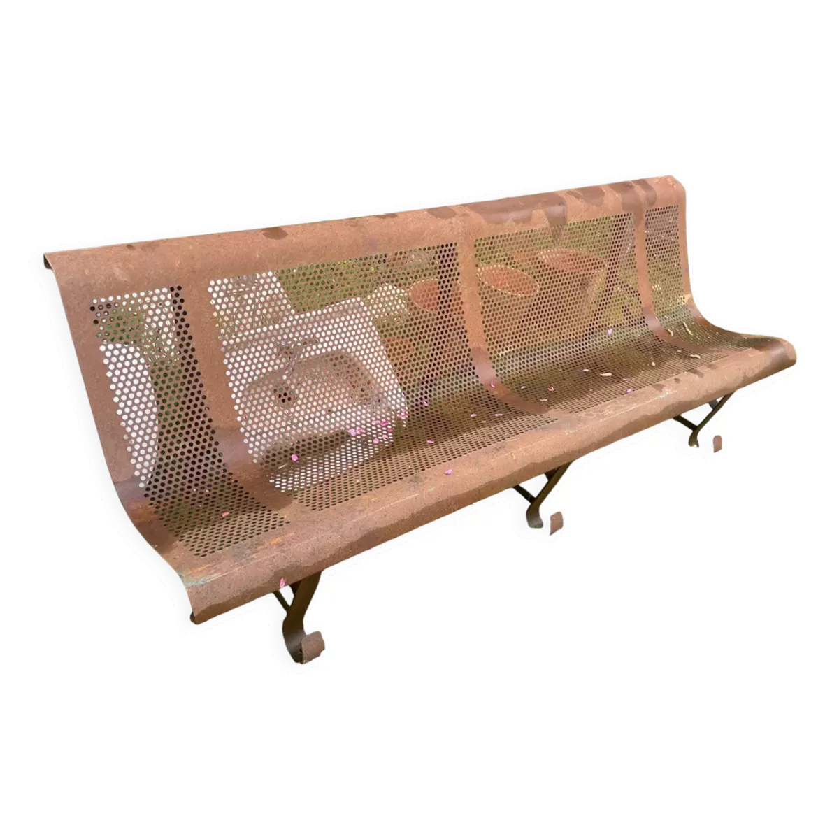 Banc de jardin de style industriel français en métal forgé