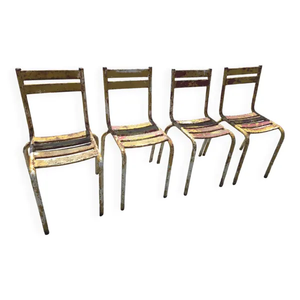 Chaises de bistrot vintage en fer x 4
