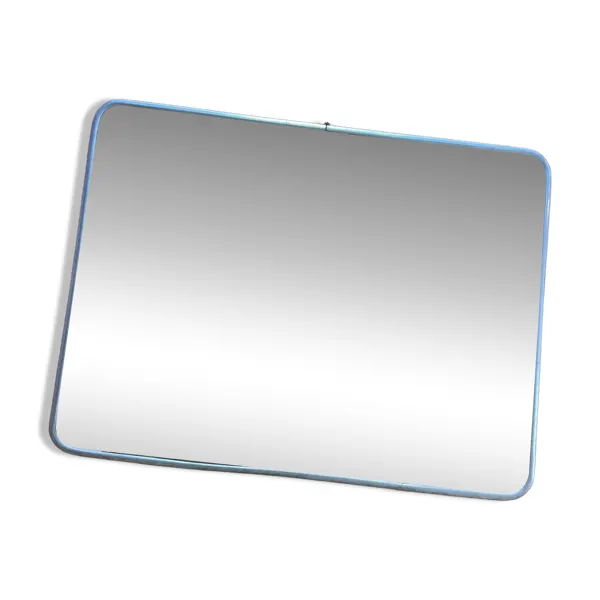 Grand miroir barbier bleu métallisé