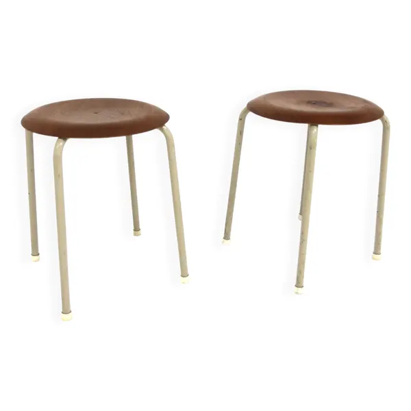 Set de 2 tabourets en teck et métal, Suède, 1960