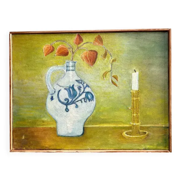 Huile sur toile. Nature morte. École néerlandaise. 20e siècle.