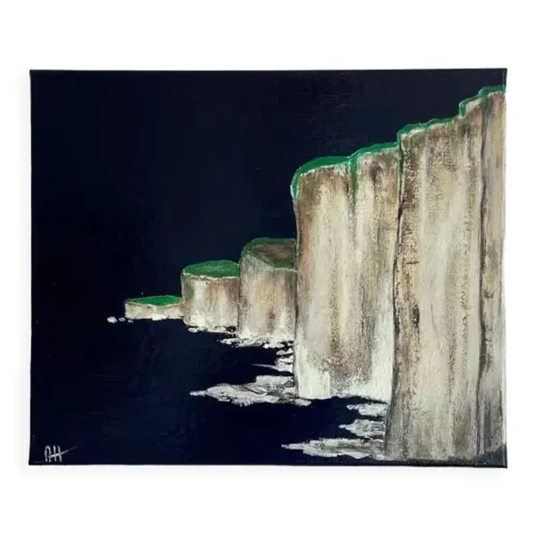 Tableau peinture acrylique « Falaises dans la nuit »