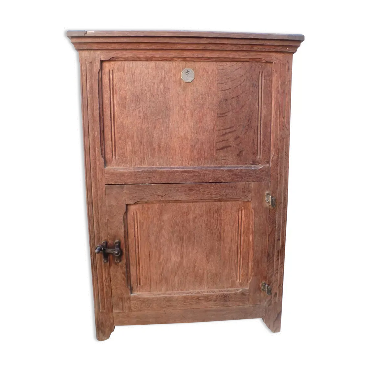 Glacière meuble de métier commerce bar brasserie en chene fin XIXème siècle