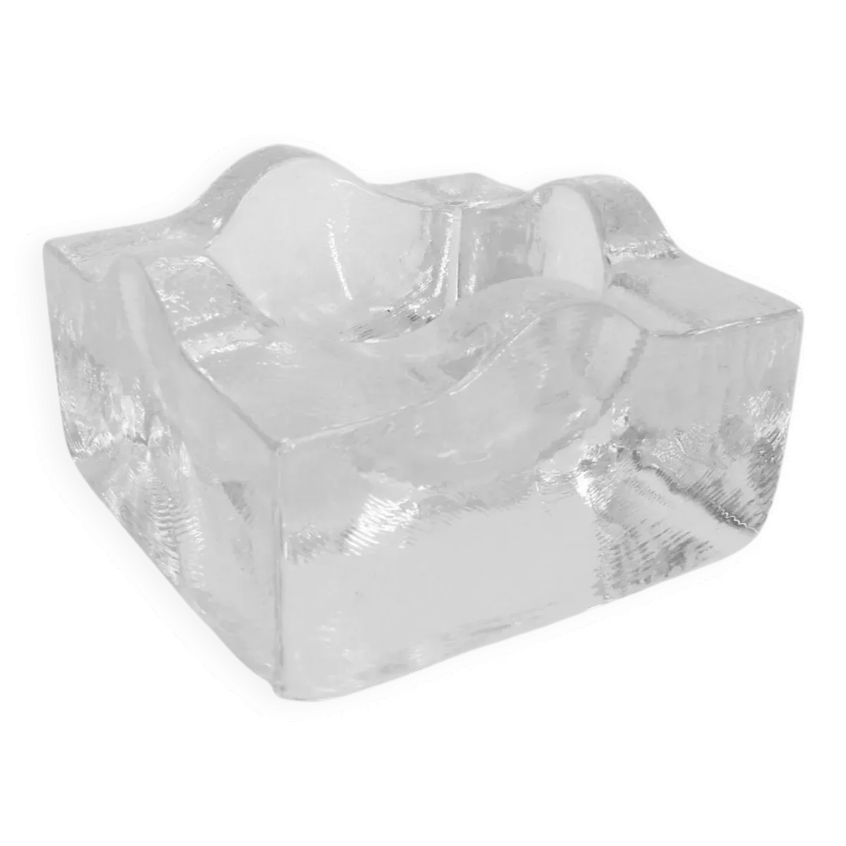 Cendrier sculptural en verre clair, modèle Puzzle, design Bertil Vallien, B