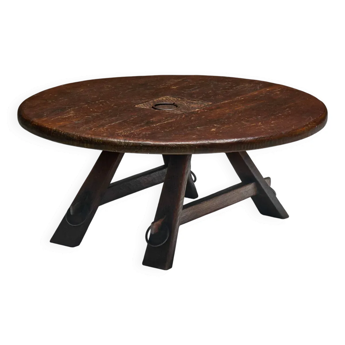 Table basse rustique ancienne, France, années 1960