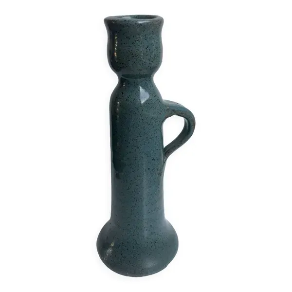 bougeoir en grès bleu vintage