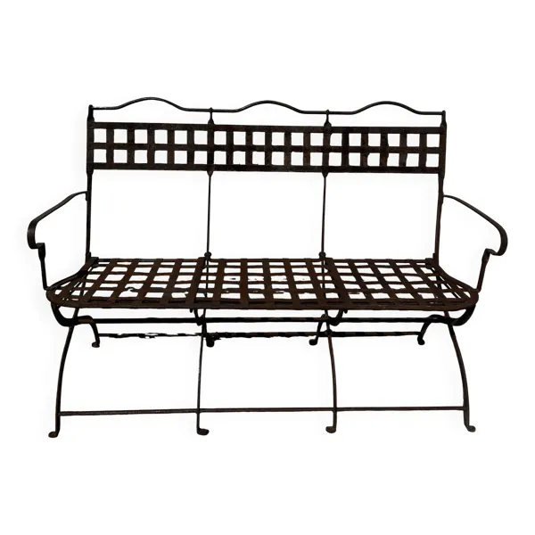Banc de jardin en fer forgé riveté