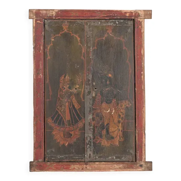 Ancien volet peint de fenêtre indienne