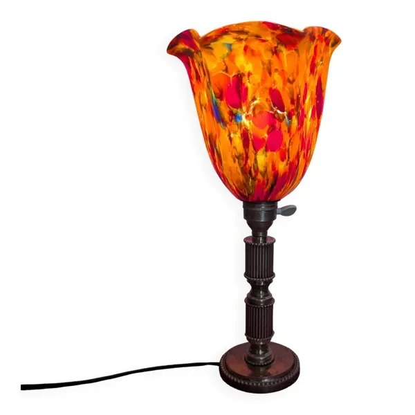 Lampe Unique Upcyclée – Laiton & Pâte de Verre Multicolore