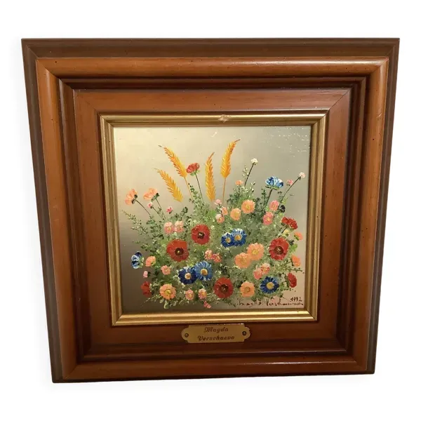 Peinture à l'huile sur isorel ''épis de blé'' de Magda Verschaeve