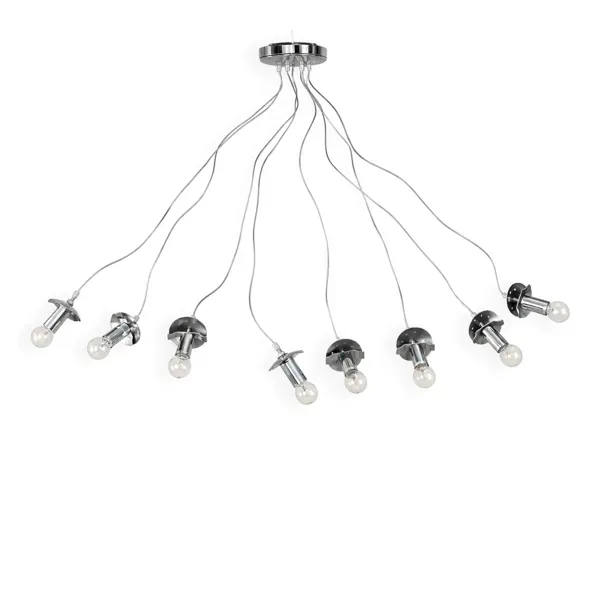 Suspension vintage années 70 – 8 lumières – métal chromé