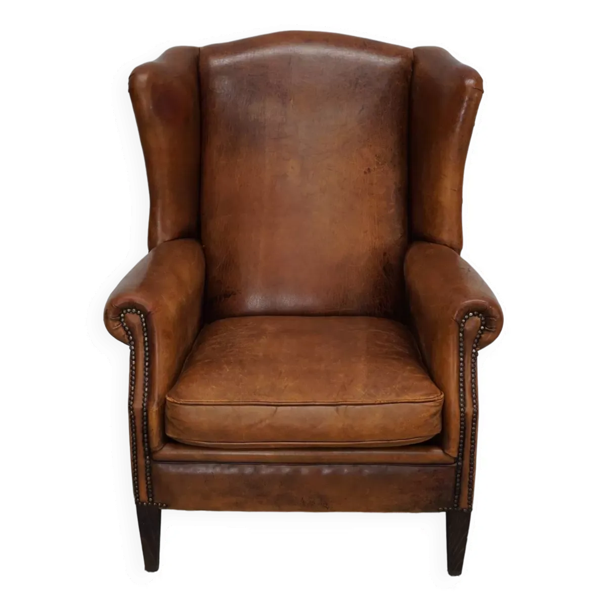 Fauteuil club vintage en cuir couleur cognac, pays-bas fauteuil club vintage en cuir couleur cognac, pays-bas