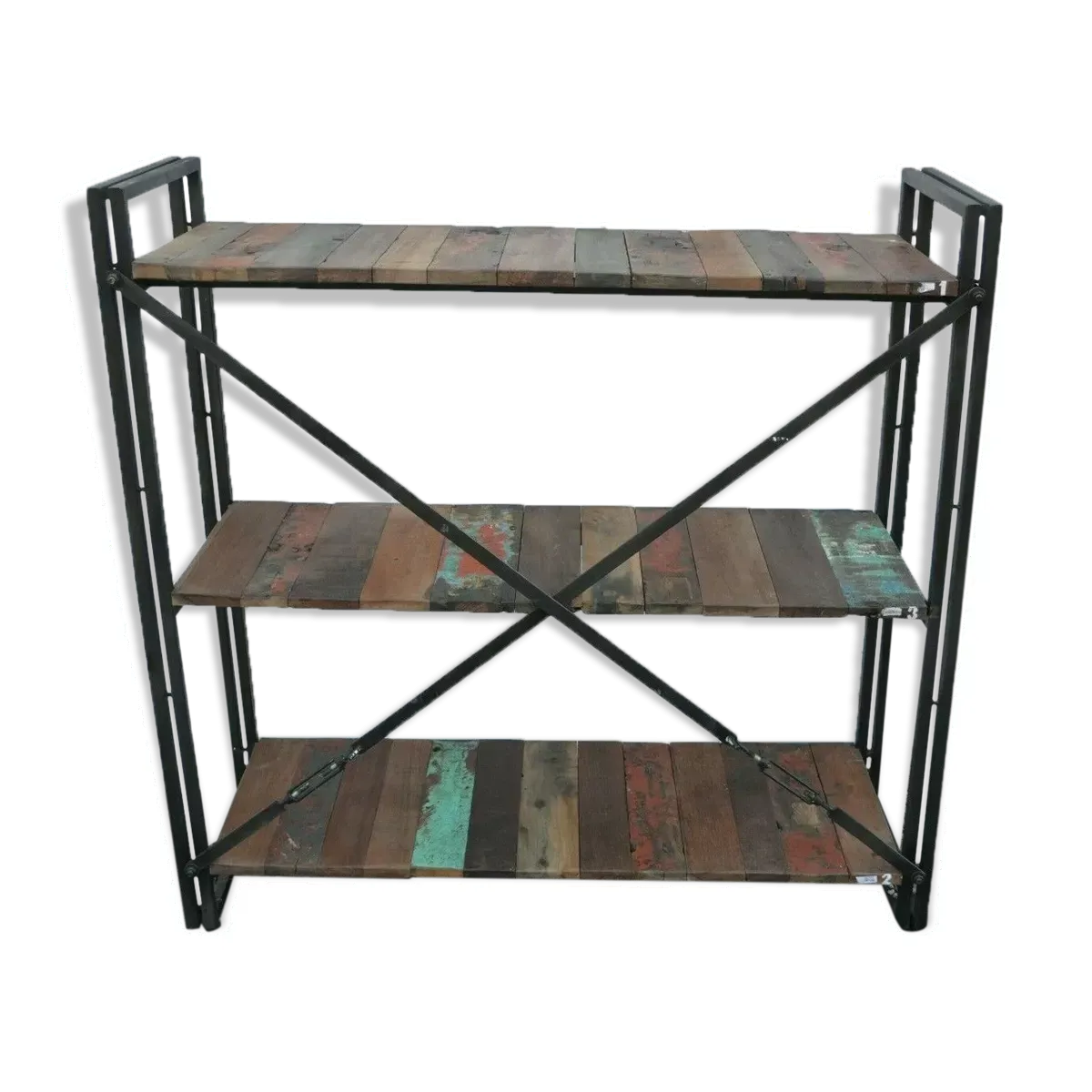Étagère industrielle en fer et bois