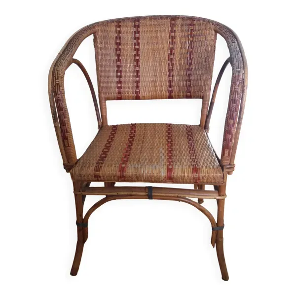 Fauteuil bistrot en bambou et osier
